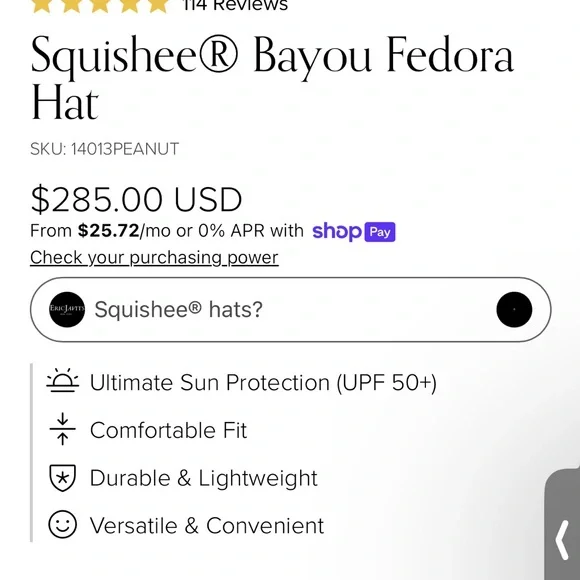 Eric Javits Squishee Bayou Fedora Woven hat in Peanut - Picture 11 of 12
